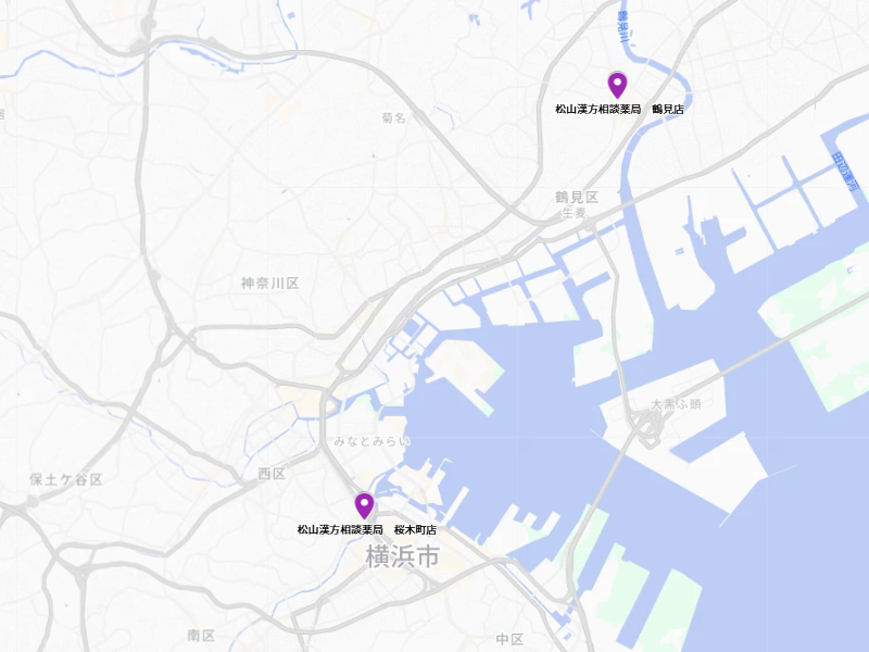 横浜市内から桜木町店・鶴見店へのアクセスマップ